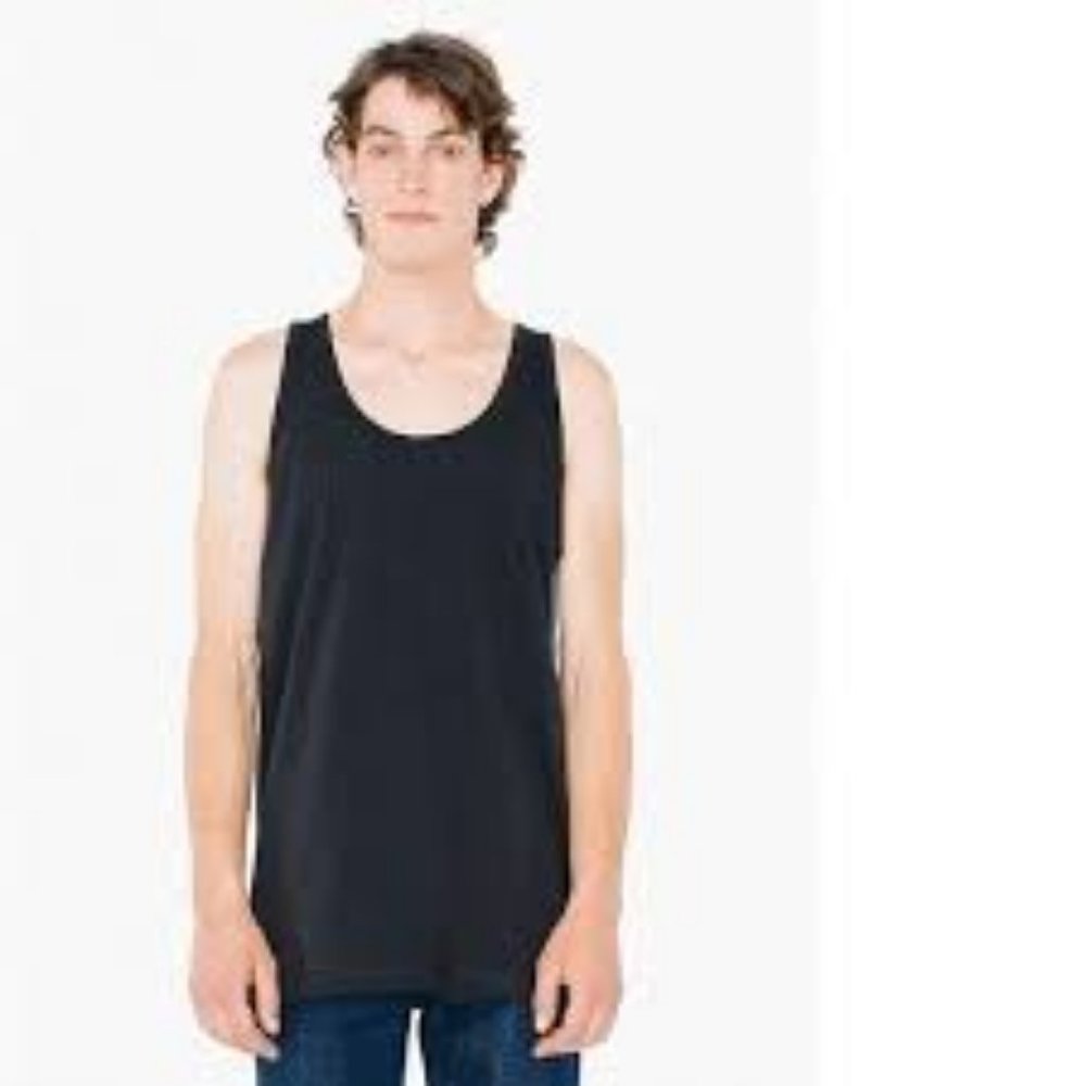 NWT AMERICAN APPAREL MEN'S FINE JERSEY POCKET TALL TANK TOP BLACK XS